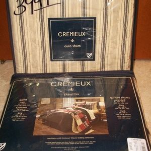 Cremieux Trenton Beige Striped Quilted EURO Sham